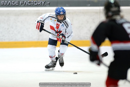 2015-11-21 Aosta B-Hockey Milano Rossoblu U14 0359 Simone Battelli